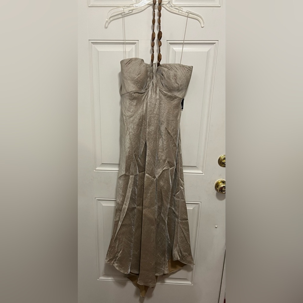 Adrianna Papell Bronze Halter Cocktail Dress – NEW w/ Tag